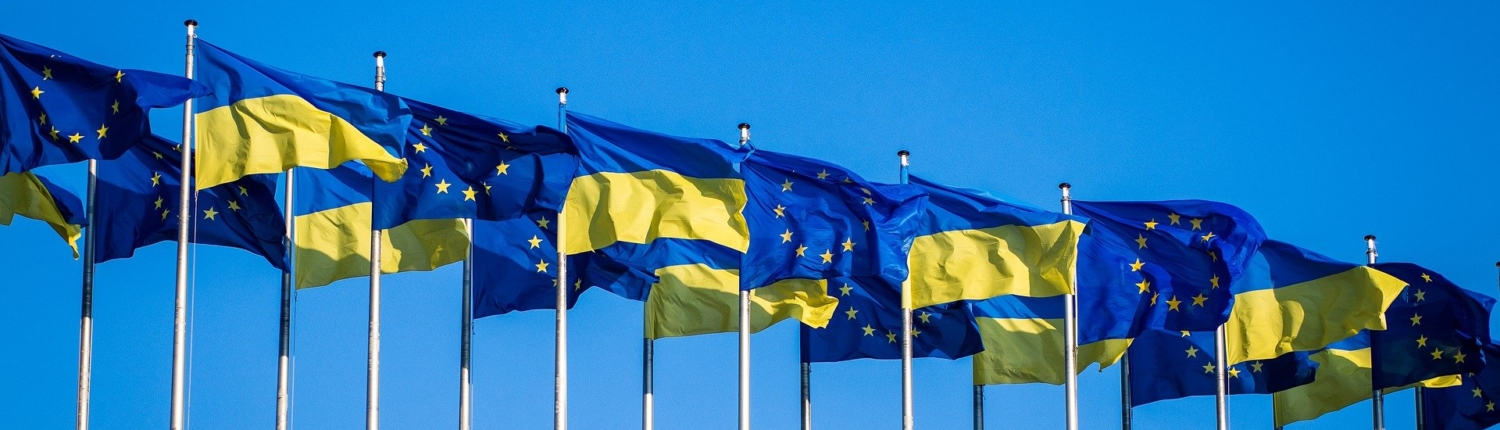 Flaggen der Ukraine und der EU